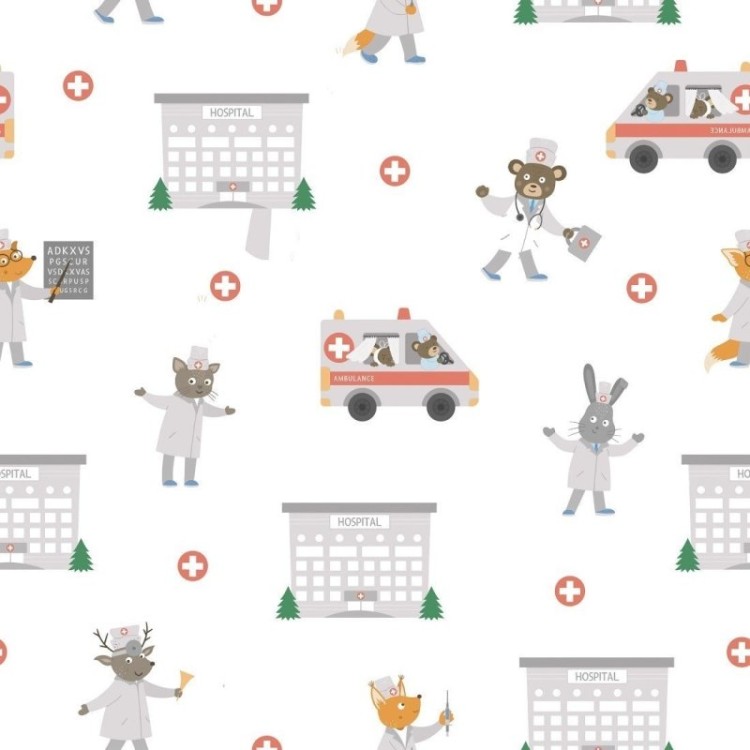 Papel de Parede Adesivo Infantil Hospital...