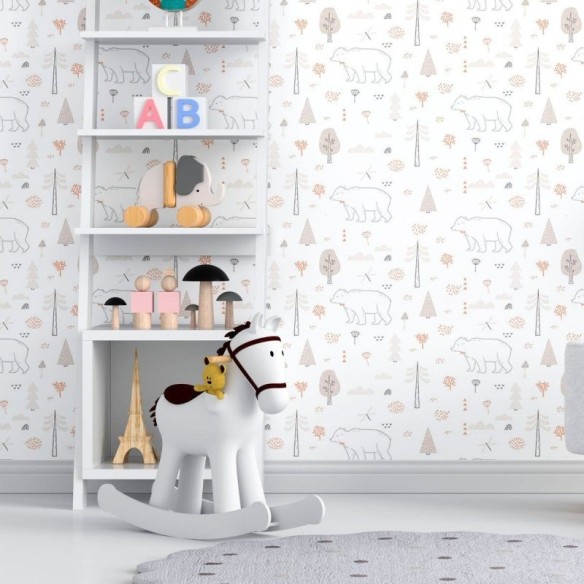 Papel de Parede Adesivo Infantil Inverno Urso Polar N012082