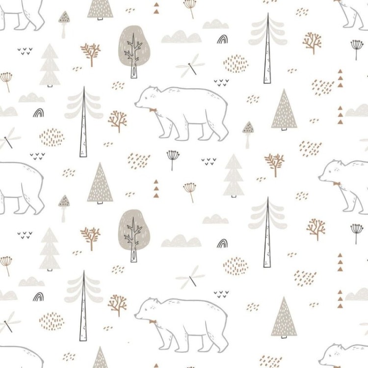 Papel de Parede Adesivo Infantil Inverno Urso...