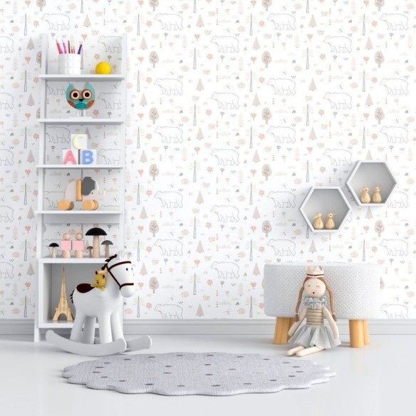 Papel de Parede Adesivo Infantil Inverno Urso Polar N012082