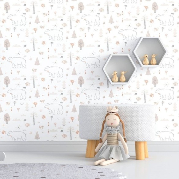 Papel de Parede Adesivo Infantil Inverno Urso Polar N012082