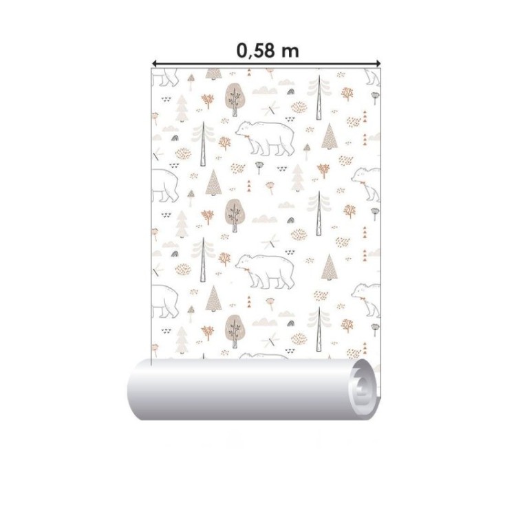 Papel de Parede Adesivo Infantil Inverno Urso...