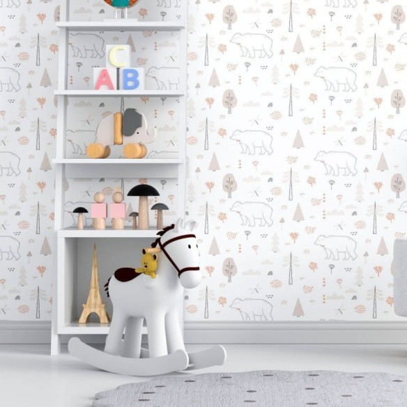 Papel de Parede Adesivo Infantil Inverno Urso Polar N012082