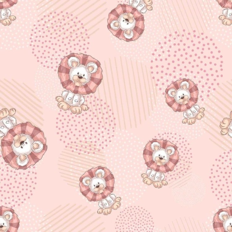 Papel de Parede Adesivo Infantil Leão Rosa N05032