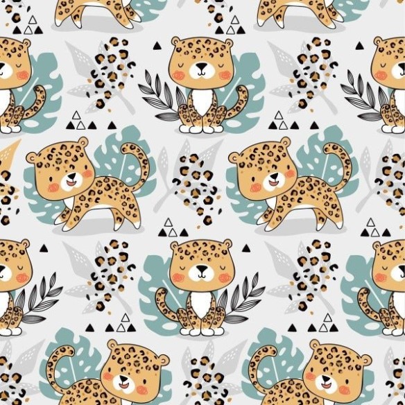 Papel de Parede Adesivo Infantil Leopardo N09083