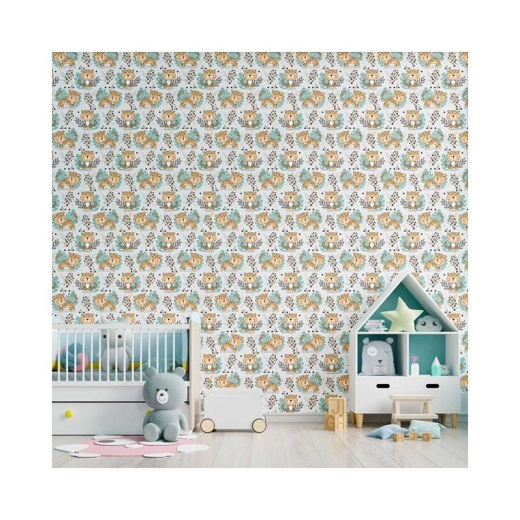 Papel de Parede Adesivo Infantil Leopardo N09083