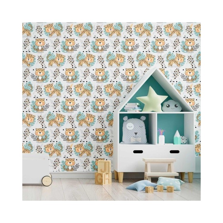 Papel de Parede Adesivo Infantil Leopardo N09083