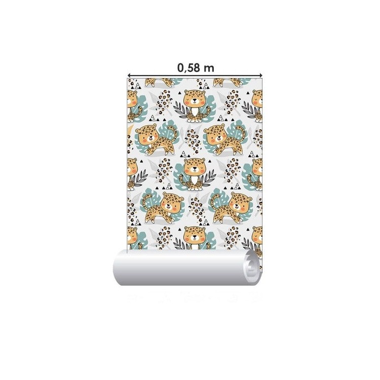Papel de Parede Adesivo Infantil Leopardo N09083