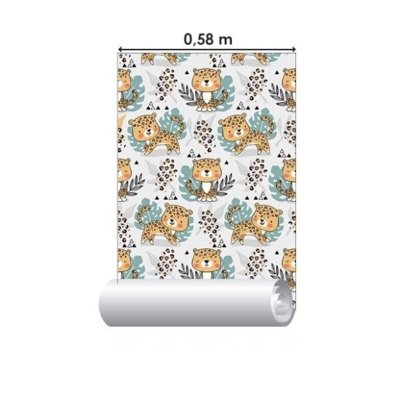 Papel de Parede Adesivo Infantil Leopardo N09083