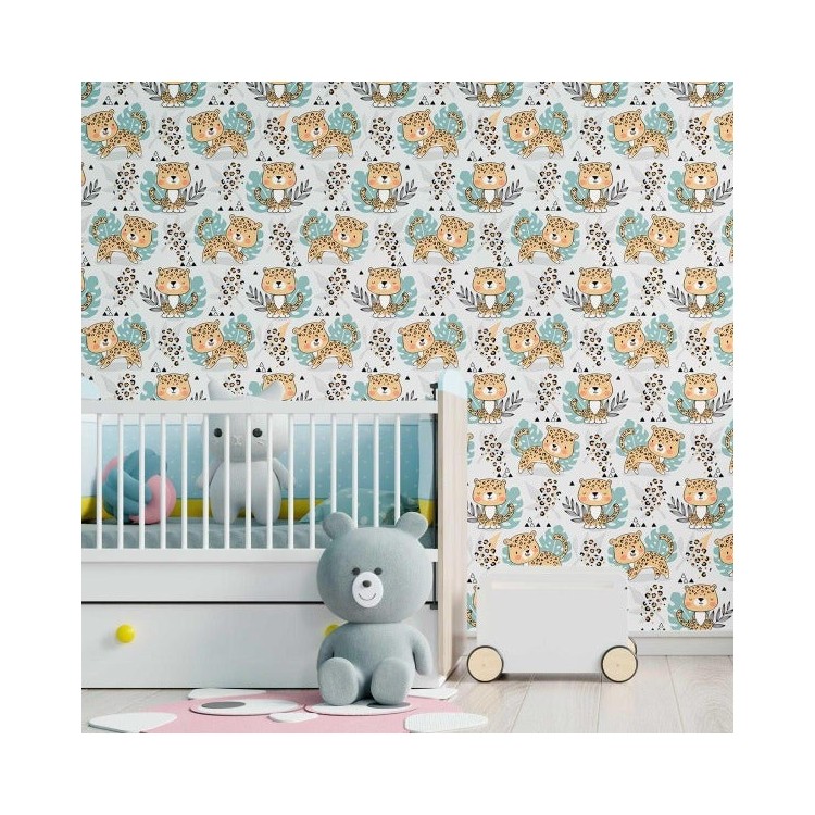 Papel de Parede Adesivo Infantil Leopardo N09083