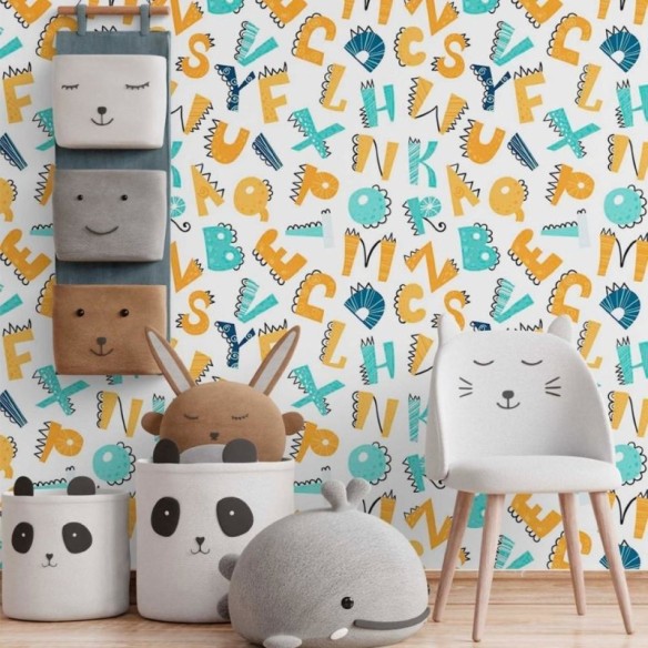 Papel de Parede Adesivo infantil letrinhas N014161