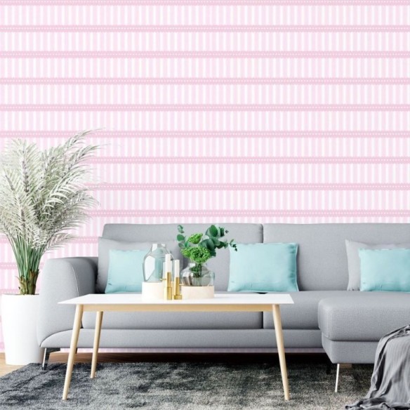 Papel de Parede Adesivo Infantil Listrado Rosa N015110