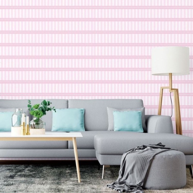 Papel de Parede Adesivo Infantil Listrado Rosa...