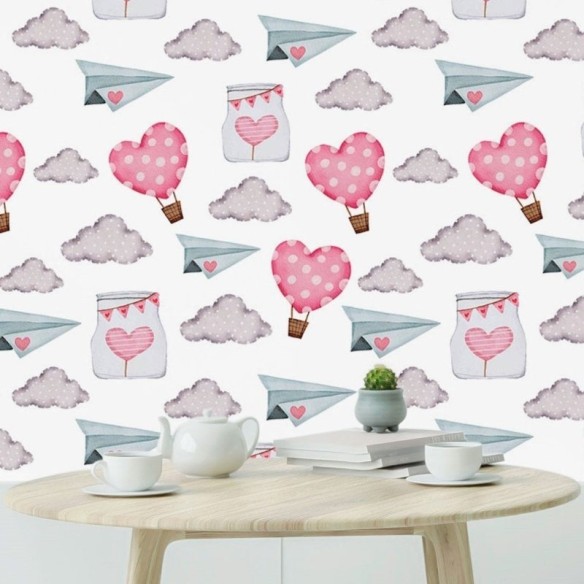 Papel de Parede Adesivo Infantil Love Is In The Air N019107