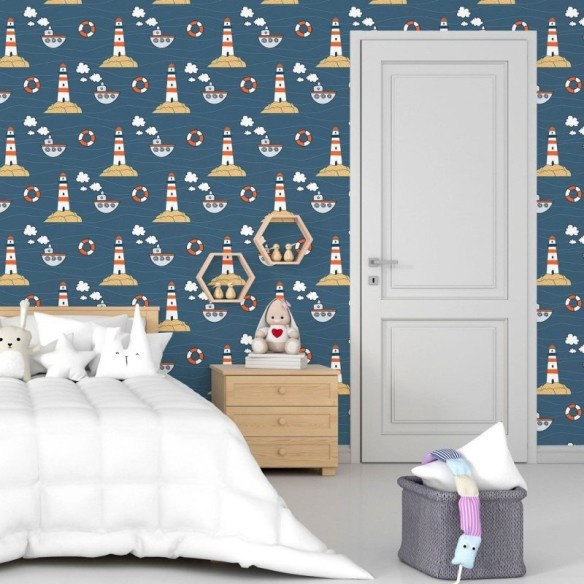 Papel de Parede Adesivo Infantil Marinha N015018