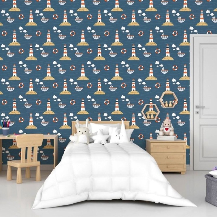 Papel de Parede Adesivo Infantil Marinha N015018