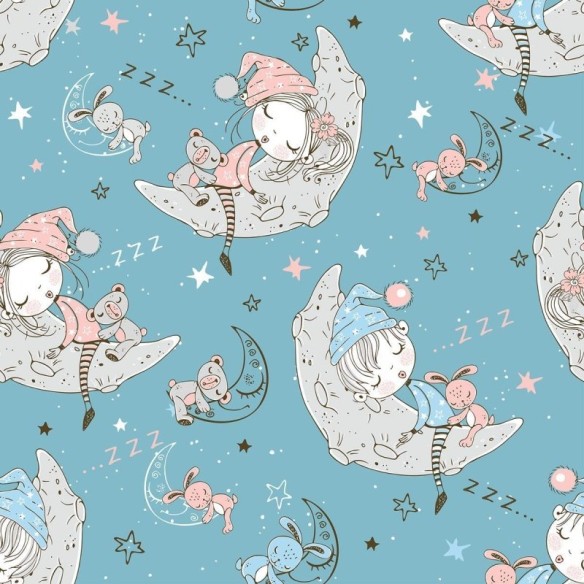 Papel de Parede Adesivo Infantil Menina Na Lua N010166