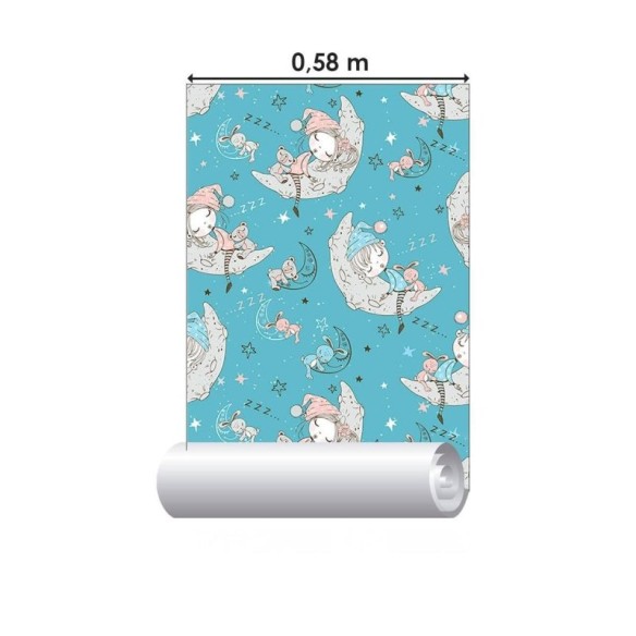 Papel de Parede Adesivo Infantil Menina Na Lua N010166