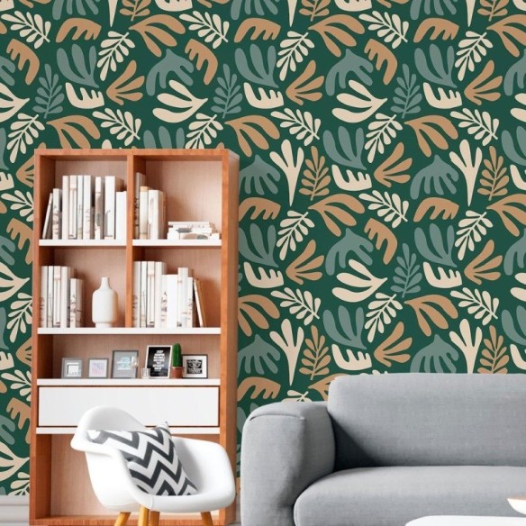 Papel de Parede Adesivo Abstrato Folhas N016050