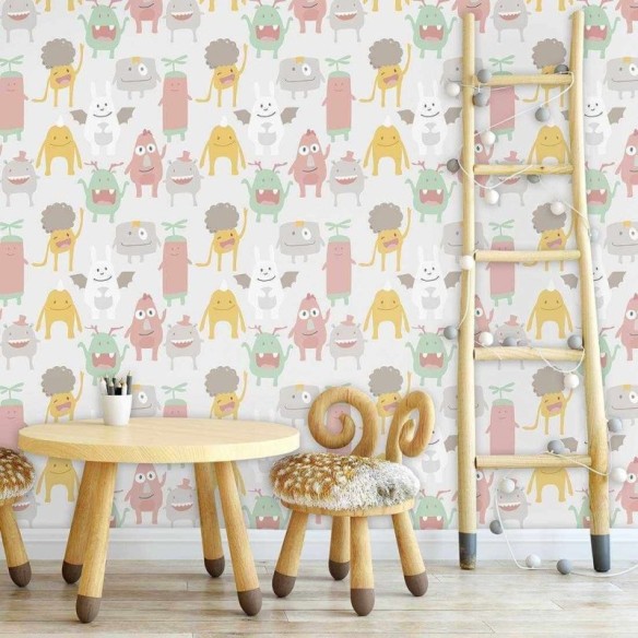 Papel de Parede Adesivo Infantil Monstrinhos Fofos 228661831