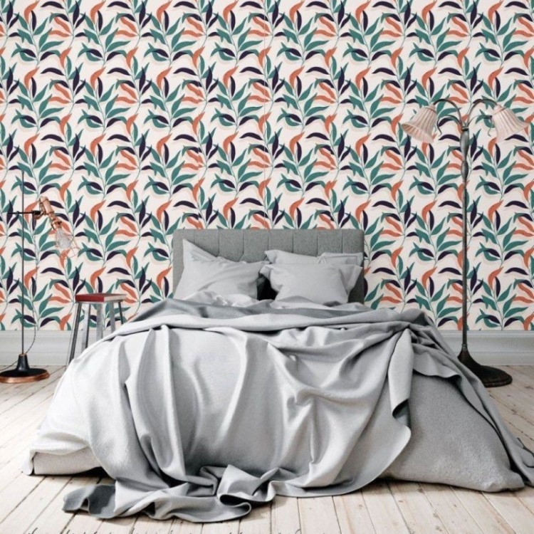 Papel de Parede Adesivo Abstrato Folhas N018099