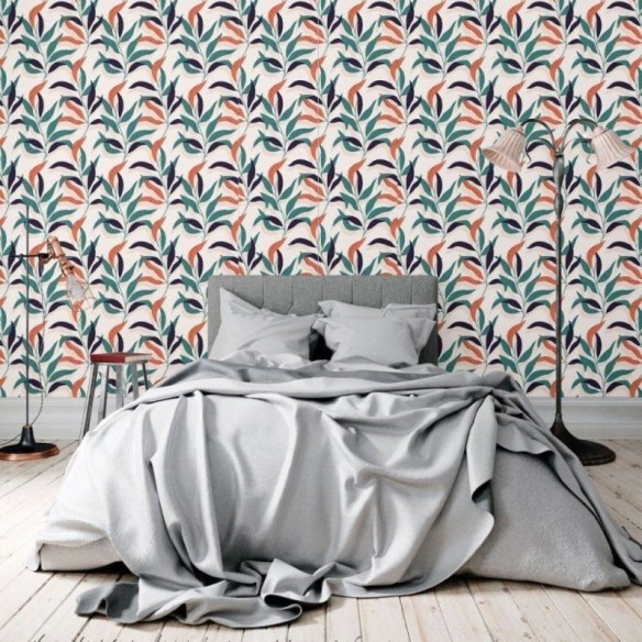 Papel de Parede Adesivo Abstrato Folhas N018099
