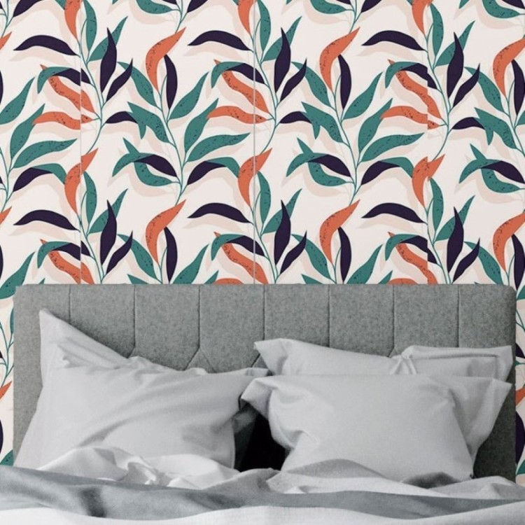 Papel de Parede Adesivo Abstrato Folhas N018099