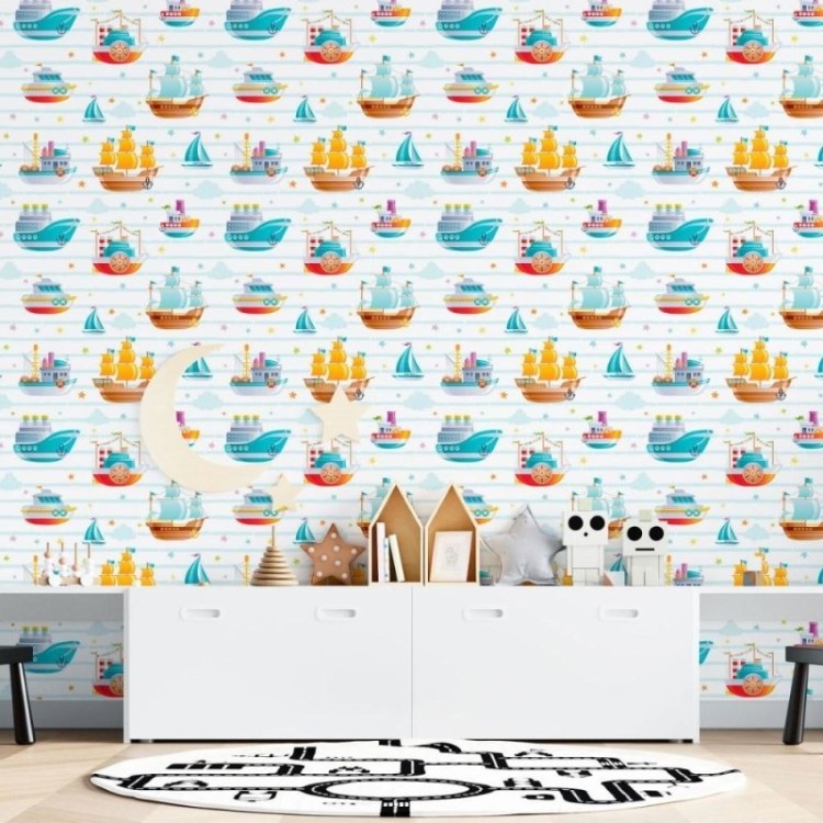 Papel de Parede Adesivo Infantil Navios N015021