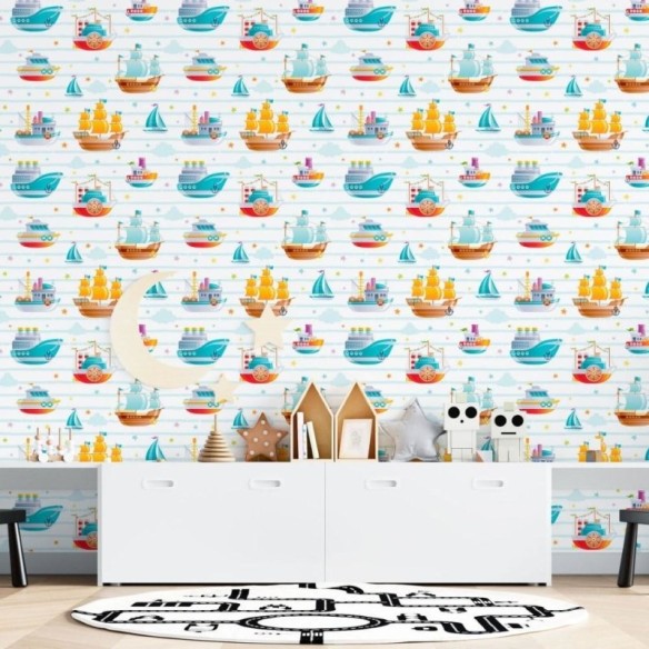 Papel de Parede Adesivo Infantil Navios N015021