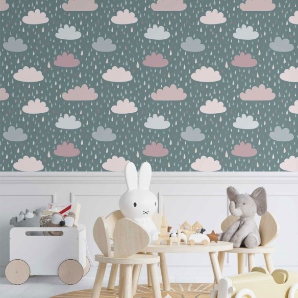 Papel de Parede Adesivo infantil nuvens N014118