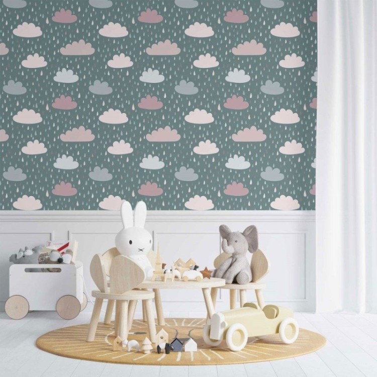Papel de Parede Adesivo infantil nuvens N014118