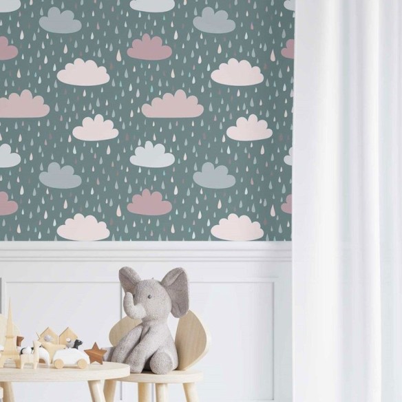 Papel de Parede Adesivo infantil nuvens N014118