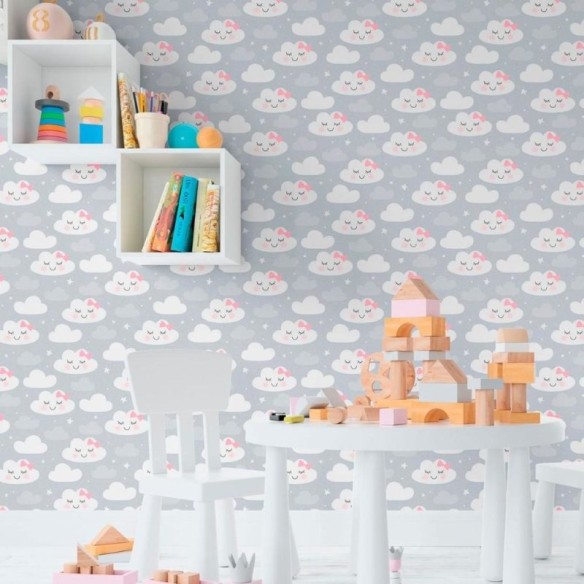 Papel de Parede Adesivo Infantil Nuvens N011099