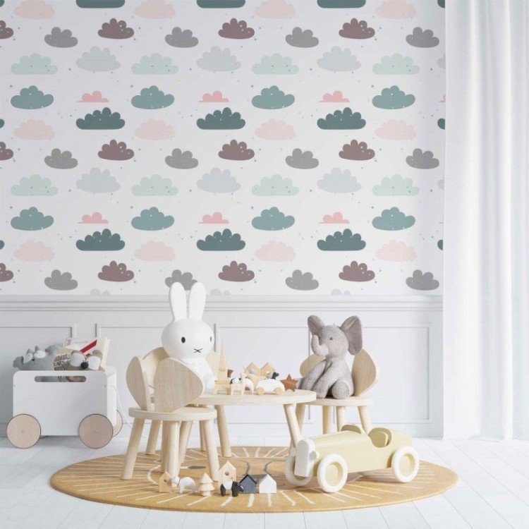 Papel de Parede Adesivo infantil nuvens N014115