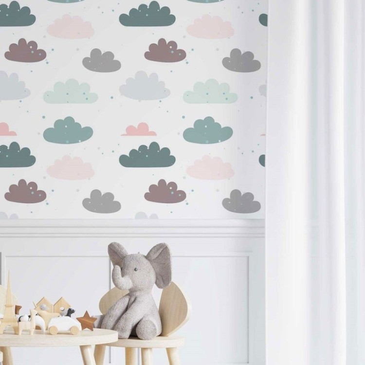Papel de Parede Adesivo infantil nuvens N014115