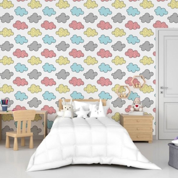 Papel de Parede Adesivo Infantil Nuvens N015143