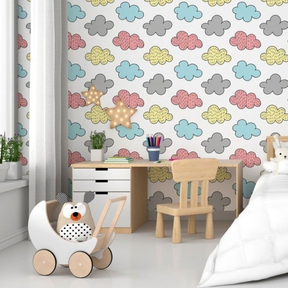 Papel de Parede Adesivo Infantil Nuvens N015143