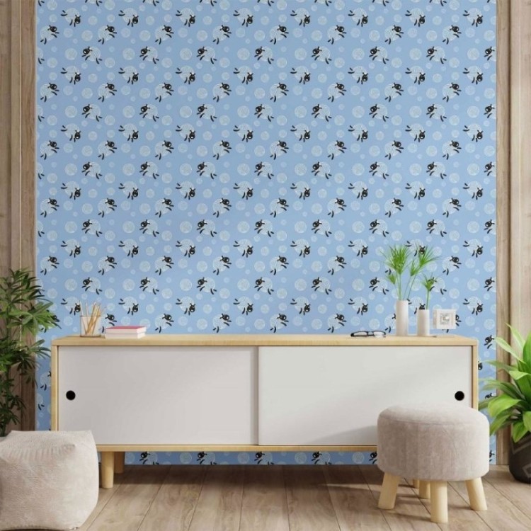 Papel de Parede Adesivo Infantil Ovelhinhas...