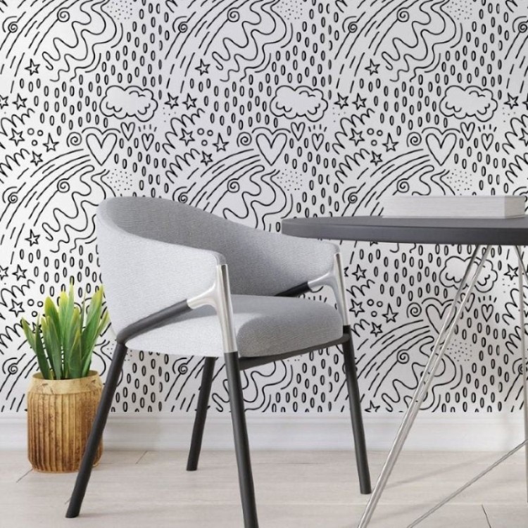 Papel de Parede Adesivo Infantil Para Colorir...