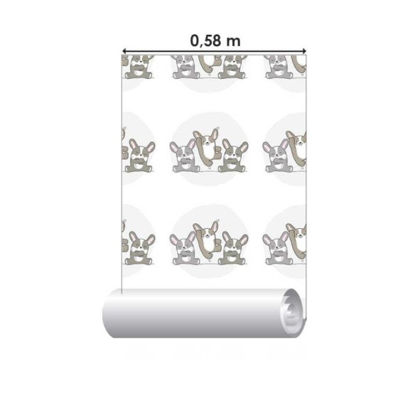 Papel de Parede Adesivo Infantil Pet em Tons de Cinza N07060