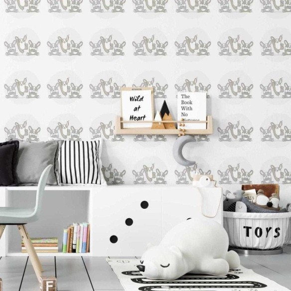 Papel de Parede Adesivo Infantil Pet em Tons de Cinza N07060
