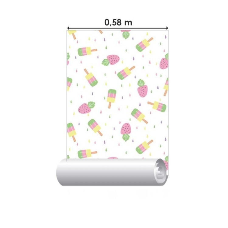Papel de Parede Adesivo Infantil Picolés e...