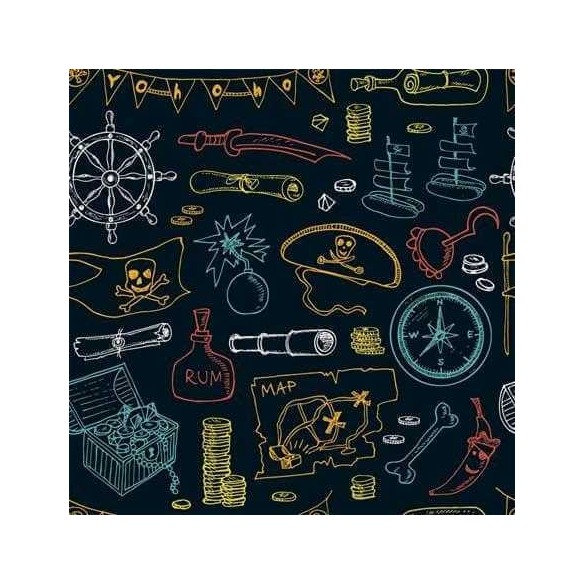 Papel de Parede Adesivo Infantil Pirata Lousa 419468140