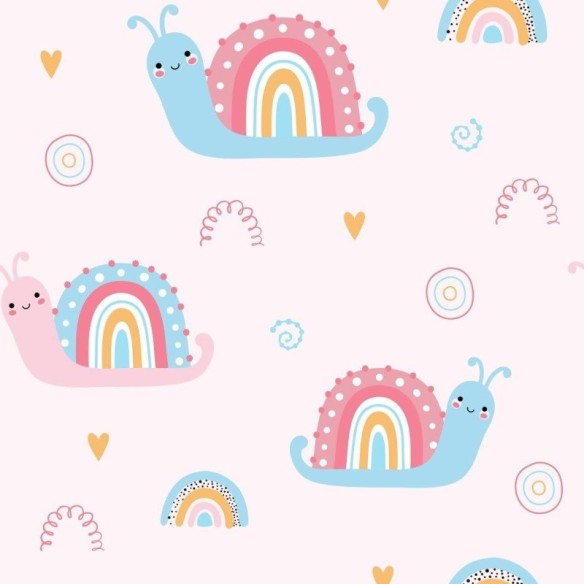 Papel de Parede Adesivo infantil rainbow Snails N014044
