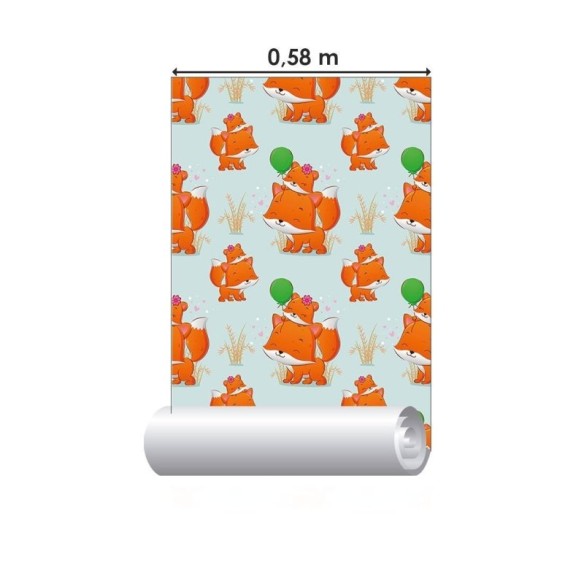Papel de Parede Adesivo Infantil Raposinhas N017085