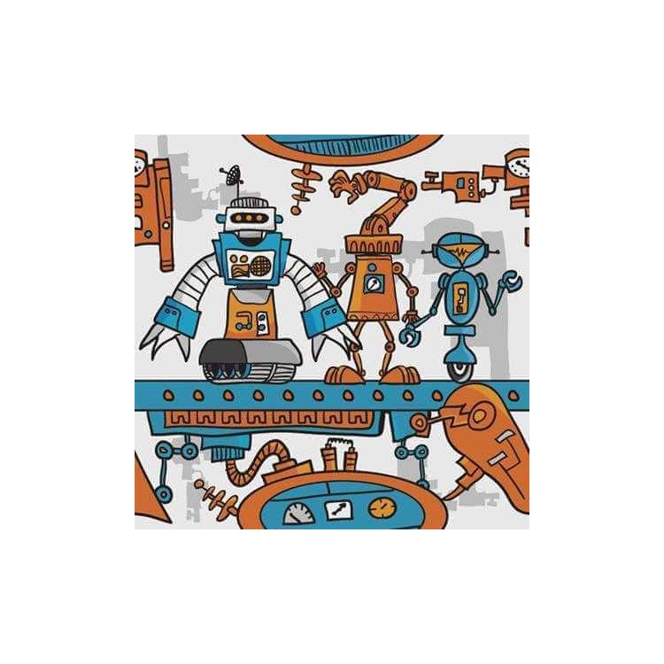 Papel de Parede Adesivo Infantil Robôs 124252813