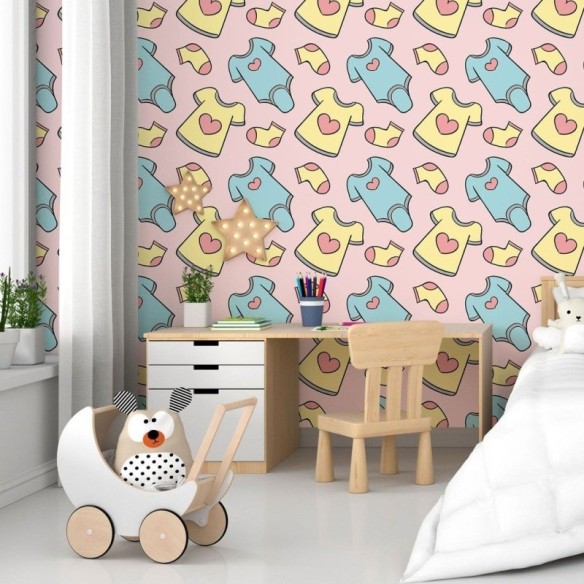 Papel de Parede Adesivo Infantil Roupas N015141