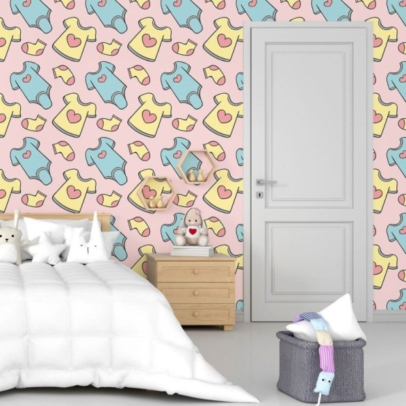 Papel de Parede Adesivo Infantil Roupas N015141