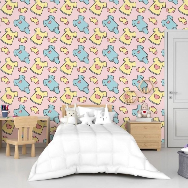 Papel de Parede Adesivo Infantil Roupas N015141