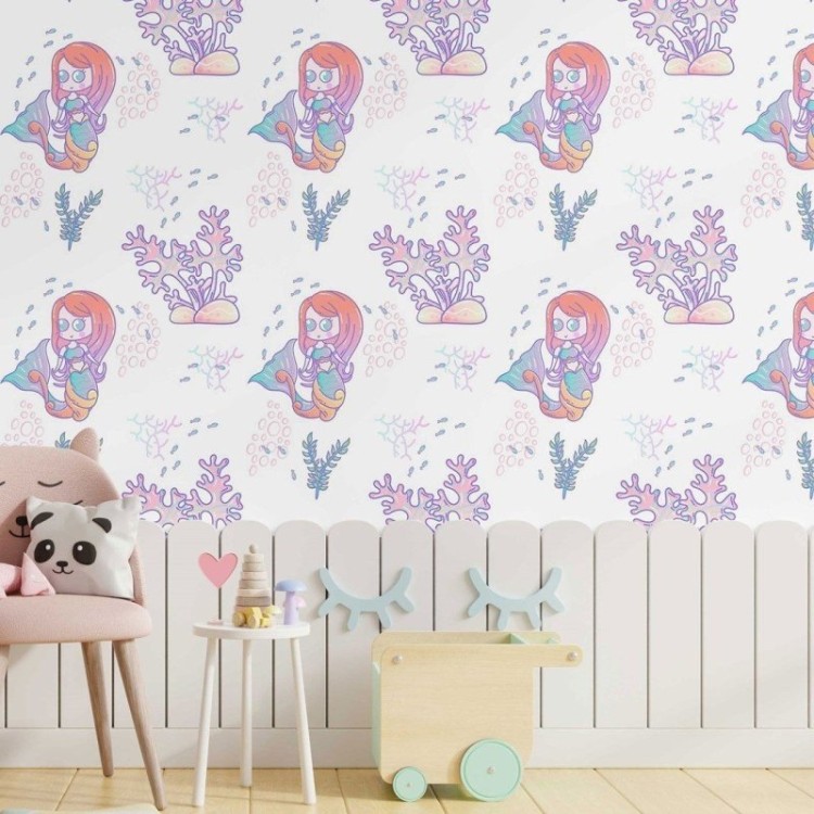 Papel de Parede Adesivo infantil Sereia N014041